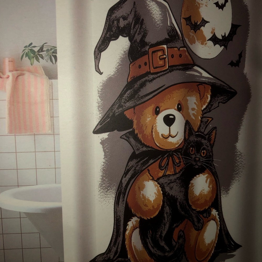 🎃 Halloween Teddy Bear Shower Curtain